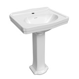 Whitehaus 23" Traditional Pedestal Sink with an Integrated Oval Bowl, Single Faucet Drilling, Low-Rise Backsplash and Overflow - White