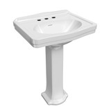 Whitehaus 23" Traditional Pedestal Sink with an Integrated Oval Bowl, Widespread Faucet Drilling, Low-Rise Backsplash and Overflow - White
