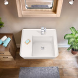 Whitehaus 22" Rectangular Wall Mount Basin with Single Faucet Drilling and Rear Center Drain Location - White