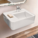 Whitehaus 22" Rectangular Wall Mount Basin with Single Faucet Drilling and Rear Center Drain Location - White