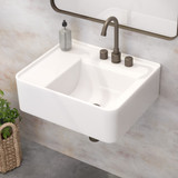 Whitehaus 22" Rectangular Wall Mount Basin with Widespread Faucet Drilling and Rear Center Drain Location - White