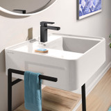Whitehaus 26" Rectangular Wall Mount Basin with Single Faucet Drilling and Rear Center Drain Location - White