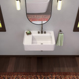 Whitehaus 26" Rectangular Wall Mount Basin with Widespread Faucet Drilling and Rear Center Drain Location - White