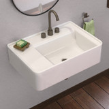 Whitehaus 26" Rectangular Wall Mount Basin with Widespread Faucet Drilling and Rear Center Drain Location - White
