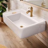 Whitehaus 30" Rectangular Wall Mount Basin with Single Faucet Drilling and Rear Center Drain Location - White