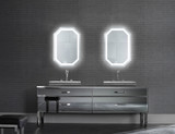 Krugg Octagon LED Lighted Bathrom Mirror 24 Inch X 36 Inch w/ Defogger & Dimmer - Tudor2436