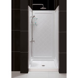 Dreamline DL-6194C-01 Slimline 36" Single Threshold Shower Base And Qwall-5 Shower Backwalls Kit Center Drain