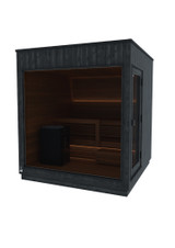 Thermasol Nordic Misty Medium Sauna Cabin | Right | 10.5kw Virta Heater w/WiFi, Safety Rails, CX45, & 4 Boxes of AC3020 Sauna Stones | Onyx Deluxe Accessory Kit - KIR-3428