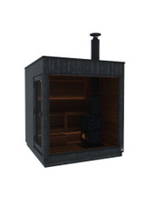 Thermasol Nordic Misty Medium Sauna Cabin | Left | Legend 240 Wood Burning Heater Kit | Onyx Deluxe Accessory kit - KIR-3537WB