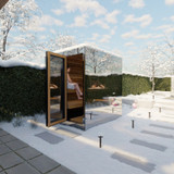 Thermasol Vue Outdoor Sauna, Door Left, Mirror+ Glazed Glass - Virta 9kW Heater, CX45 - VUEDL