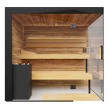 Thermasol Lumaria Indoor Sauna, Medium Cabin, Door Left, Transparent Glass - Virta 9kW Heater, CX45 - LUMARIAMDL