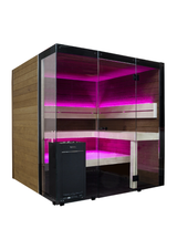 Thermasol Block Medium Indoor Sauna | Rustic Alder & Light Aspen | 2-3 Person | Finland | 6.0kw Virta* - SHB1620ALD