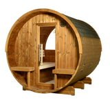 Evander 7x8 Canopy Barrel Sauna w/Half-Moon Window | 8.0kw KIP | 4-6-Person | Thermally Modified Pine* - 4021210