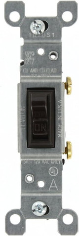 Leviton 15-Amp, 120-Volt, Toggle Framed Single-Pole AC Quiet Switch, Residential Grade, Non-Grounding, Brown - 1451-CP