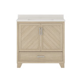 Foremost Ashlow 36" Vanity Cabinet with White Engineered Stone Top  & Undermount Sink, Natural Oak - AWNVT3619D