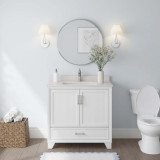 Foremost Ashlow 36" Vanity Cabinet with White Engineered Stone Top  & Undermount Sink, White Oak - AWWVT3619D