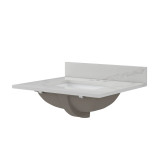 Craft + Main 25" W x 22" D Calacatta Bianco Quartz Vanity Countertop with White Sink Bowl - 4" Centerset - QZ25224CBR