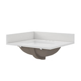 Craft + Main 25" W x 22" D Snow White Quartz Vanity Countertop with White Sink Bowl - 4" Centerset - QZ25224SWR
