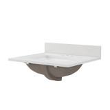 Foremost 25" x 22" Snow White Quartz Vanity Top with White Rectangular Sink Bowl - 4" Centerset - QZ25224SWR