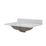 Craft + Main 31" W x 22" D Carrara Vita Quartz Vanity Countertop with White Sink Bowl - 4" Centerset - QZ31224CVR