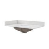Craft + Main 37" W x 22" D Snow White Quartz Vanity Countertop with White Sink Bowl - Single hole - QZ37221SWR