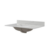 Craft + Main 37" W x 22" D Calacatta Bianco Quartz Vanity Countertop with White Sink Bowl - 8" Widespread - QZ37228CBR
