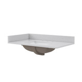 Craft + Main 37" W x 22" D Carrara Vita Quartz Vanity Countertop with White Sink Bowl - 8" Widespread - QZ37228CVR