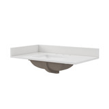 Craft + Main 37" x 22" Snow White Quartz Vanity Top with White Rectangular Sink Bowl - 8" Widespread - QZ37228SWR