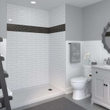 Craft + Main Reflections Subway Tile Glue Up Shower Wall Panel 60" x 36" x 96" with Cestrum Color Accent - RFL603696-CSS