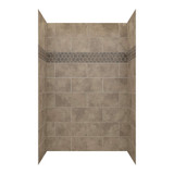 Craft + Main Reflections Tile Glue Up Shower Wall Panel with Hexagon Accent Panel in Stone Mesa - 60" x 36" x 96" - RFL603696-SMH