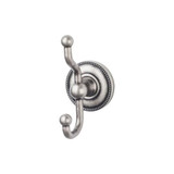 Top Knobs Edwardian Bath Double Hook - Beaded Backplate, Antique Pewter - ED2APA