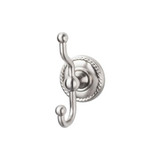 Top Knobs Edwardian Bath Double Hook - Rope Backplate, Brushed Satin Nickel - ED2BSNF