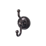 Top Knobs Edwardian Bath Double Hook - Oil Rubbed Bronze - Ribbon Backplate - ED2ORBE