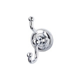Top Knobs Edwardian Bath Double Hook - Beaded Backplate, Polished Chrome - ED2PCA