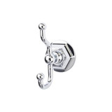 Top Knobs Edwardian Bath Double Hook - Hex Backplate, Polished Chrome - ED2PCB