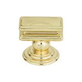 Atlas Campaign Rectangle Door Knob 1 1/2 Inch - Polished Brass, 377-PB