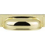 Atlas Campaign L(c-c) -Bracket Cup Door Pull 3 3/4 Inch (c-c) - Polished Brass, 382-PB