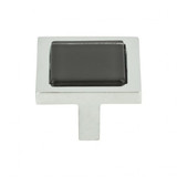 Atlas Spa Black Square Door Knob 1 3/8 Inch - Polished Chrome, 230-BLK-CH