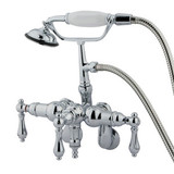 Kingston Brass Adjustable 3-3/8" - 10" Center Wall Mount Clawfoot Tub Filler Faucet with Hand Shower - Polished Chrome - CC420T1