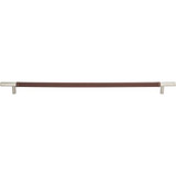 Atlas Zanzibar Brown Appliance Pull 17 Inch (c-c) Leather - Brushed Nickel, AP05-OW-BRN