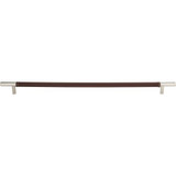Atlas Zanzibar Brown Appliance Pull 17 Inch (c-c) Leather - Polished Chrome, AP05-OW-CH