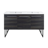 Swiss Madison Annecy 60" Black Walnut, Double Sink Bathroom Vanity With White, 3-Hole Artificial Stone Sink Top - SM-BV226D-3