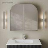 Swiss Madison Porte 32" x 31" Arched Recessed or Wall Mount Mirrored Medicine Cabinet - Chrome Frame - SM-MC9002CH