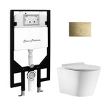 Swiss Madison Calice Wall-Hung Toilet Bundle 0.8/1.6 GPF Dual Flush - Glossy White with Brass Flush Plate - SM-WT2302GW Swiss Madison Calice Wall-Hung Toilet Bundle 0.8/1.6 GPF Dual Flush - Glossy White with Brass Flush Plate - SM-WT2302GW