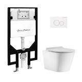 Swiss Madison Calice Wall-Hung Toilet Bundle 0.8/1.6 GPF Dual Flush - Glossy White with White Flush Plate - SM-WT2301GW Swiss Madison Calice Wall-Hung Toilet Bundle 0.8/1.6 GPF Dual Flush - Glossy White with White Flush Plate - SM-WT2301GW