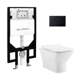 Swiss Madison Carre Wall-Hung Toilet Bundle 0.8/1.6 GPF Dual Flush - Glossy White with Black Flush Plate - SM-WT1503GW Swiss Madison Carre Wall-Hung Toilet Bundle 0.8/1.6 GPF Dual Flush - Glossy White with Black Flush Plate - SM-WT1503GW