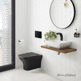 Swiss Madison Carre Wall-Hung Toilet Bundle 0.8/1.6 GPF Dual Flush - Matte Black with Black Flush Plate - SM-WT1501MB
