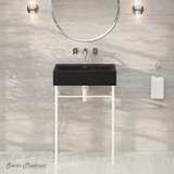 Swiss Madison Claire 24" Rectangle Matte Black Zero Hole Console Sink with Matte White Legs - SM-CS1902MW-0MB