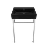 Swiss Madison Claire 24" Rectangle Matte Black Zero Hole Console Sink with Polished Chrome Legs - SM-CS1902CH-0MB