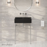 Swiss Madison Claire 24" Rectangle Matte Black Zero Hole Console Sink with Polished Chrome Legs - SM-CS1902CH-0MB